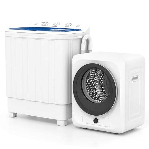 Auertech Portable Washer and Dryer Combo, 28 Lbs Twin Tub Washing Machine, 1.5 Cu.Ft Compact Clothes Dryer, Portable Washing Machine and Dryer Set for Laundry Apartment, RV, Dorm, White - color: White+White, size: 1.5cuft +28lbs