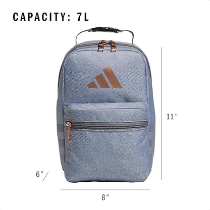adidas Kids Santiago Lunch Bag – Insulated Cooler Lunchbox for Girls & Boys, 8L, Adi Heart Melange Chalk White/Bliss Pink/White/4, One Size - color: Adi Heart Melange Chalk White/Bliss Pink/White/4