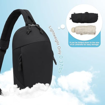 Small Sling Bag with RFID Blocking, Mini Fanny Pack for Women and Men, Convertible Crossbody Anti Theft Chest Bag for Travel Hiking Running, Black - color: Black