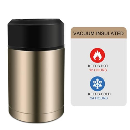 35oz Soup Thermos, Stainless Steel Thermos for Hot Food, Wide Mouth Food Thermos Jar, Insulated Lunch Container Leak Proof Vacuum Thermal Flask(gold) - color: gold-35oz