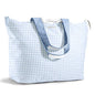 Fit & Fresh XL Beach Tote Bag for Women – XL Travel Tote with Zipper & Pockets, Oversized Canvas Pool Bag, Weekender Carry-On - color: Blue Gingham