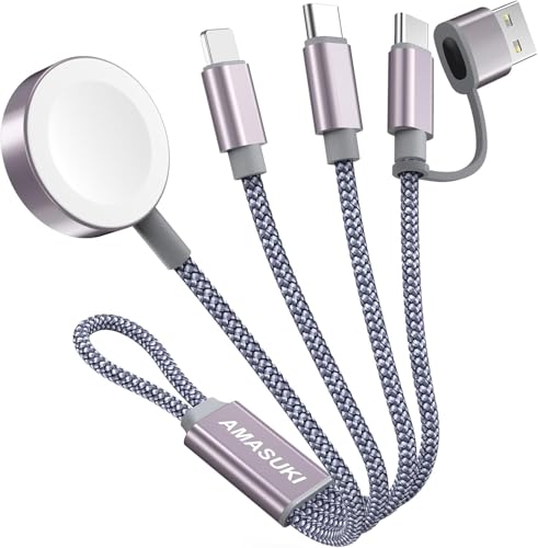 Travel Essentials,3 in 2 USB C Cable for Apple Watch Charger,iPhone Charger,Multi Charging Cable,Cruise Vacation Camping Essentials,Portable for iWatch Series 11-2/Ultra/SE & iPhone 17-12,Car,0.7FT - color: Grey, size: 1pack-0.7ft