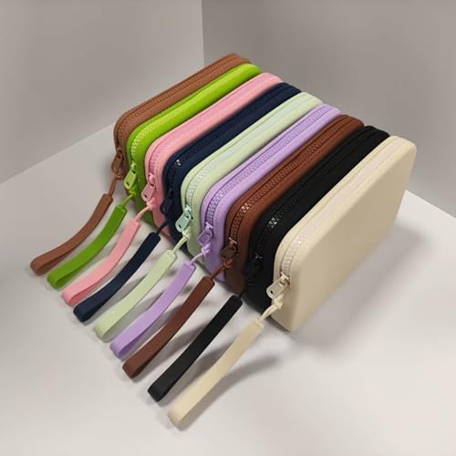 Large Silicone Multifunctional Essential Bag Portable Travel Makeup Bag for Women Men Cards Cash Bag Zipper Pouch (Grey) - color: Grey