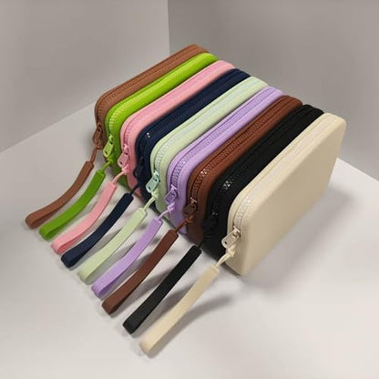 Large Silicone Multifunctional Essential Bag Portable Travel Makeup Bag for Women Men Cards Cash Bag Zipper Pouch (Grey) - color: Grey