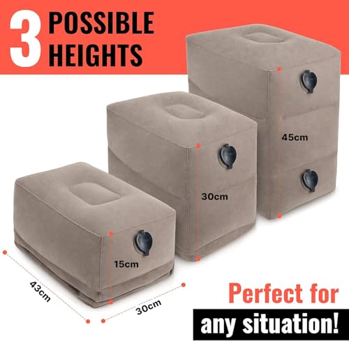Koala Kloud 3 Height Travel Foot Rest - Gray Inflatable Foot Rest Pillow, Car Seat, Airplane Bed for Toddler Travel Essentials Kids Accessories - color: Gray