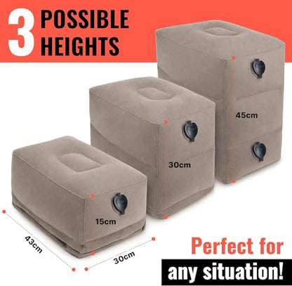Koala Kloud 3 Height Travel Foot Rest - Gray Inflatable Foot Rest Pillow, Car Seat, Airplane Bed for Toddler Travel Essentials Kids Accessories - color: Gray
