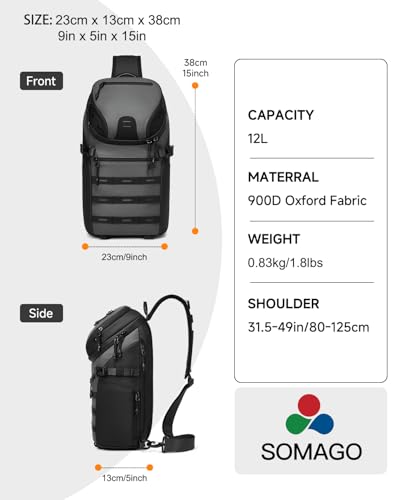 Somago Crossbody Sling Backpack Sling Bag Travel Hiking Chest Bag Daypack Single Shoulder Bag (Grey) - color: Grey