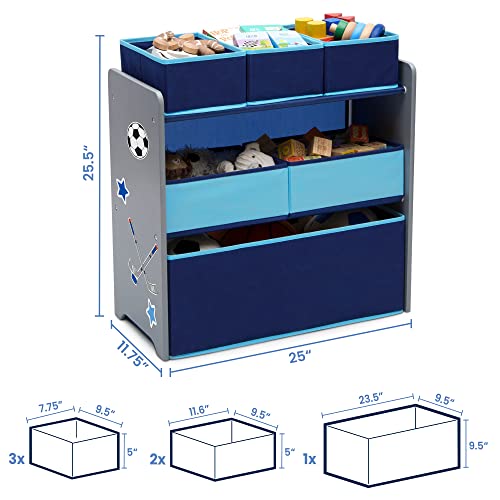 Delta Children Design and Store 6 Bin Toy Organizer, Grey/Blue - color: Grey/Blue