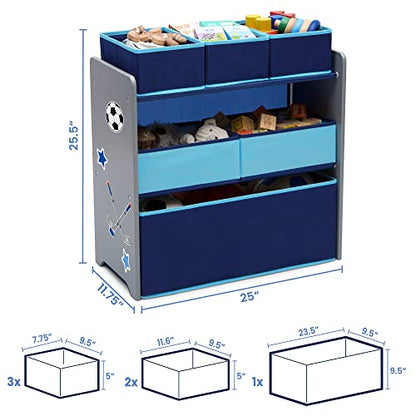 Delta Children Design and Store 6 Bin Toy Organizer, Grey/Blue - color: Grey/Blue