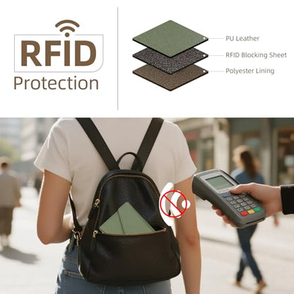ZOPPEN Mulit-purpose Rfid Blocking Passport Holder Travel Wallet (Ver.4) Passport and Vaccine Card Holder ComboTri-fold Document Organizer Travel Essentials - color: #35 Army Green
