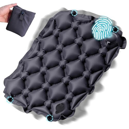 Sekey Inflatable Seat Cushion with Press Valve -2in Thick Airplane Seat Cushion, Ultra Portable & Lightweight, for Long Flights, Stadium, Camping, Office, Car Travel-Deep Gray