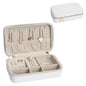Travel Jewelry Case Stylish PU Leather Small Jewelry Case Organizer with Zipper Closure, Protects Jewelry from Scratches, Perfect Daily Companion White - color: White2