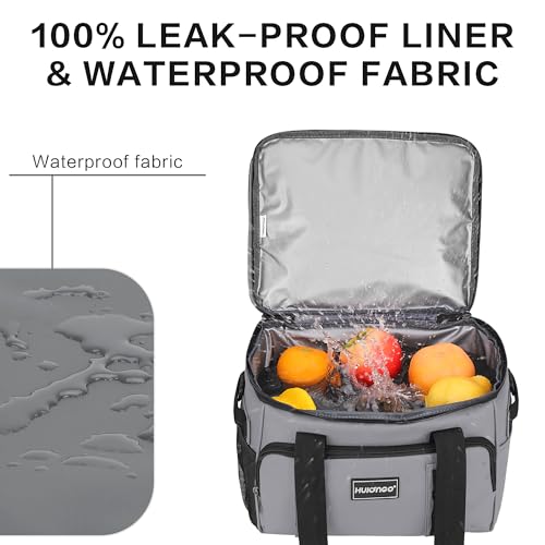 Hulongo Insulated Soft Cooler Bag, Large Ice Coolers Soft Sided Ice Chest for Beach, Collapsible and Portable - color: gray (30 CAN Medium)