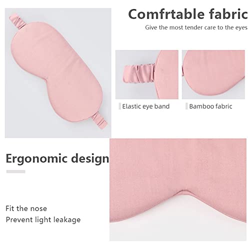 HBHLFZ Sleep Mask 2 Pack - Bamboo Viscose Fiber Sleeping Eye Mask - with Elastic Band/Headband - Comfort Sleeping Shade - for Nighttime Sleeping, Traveling & Napping（Pink） - color: Pink