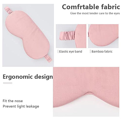 HBHLFZ Sleep Mask 2 Pack - Bamboo Viscose Fiber Sleeping Eye Mask - with Elastic Band/Headband - Comfort Sleeping Shade - for Nighttime Sleeping, Traveling & Napping（Pink） - color: Pink