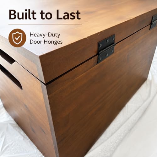 Hope Chest, Wooden Keepsake Box, Memory Storage Trunk, Solid Wood Heirloom Chest, Fully Assembled, Walnut - 30” - color: Keepsake Chest - Walnut
