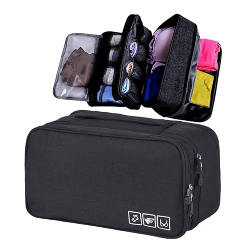 Dirty Clean Lingerie Travel Bag, Packing Organizer Bra Underwear Storage Bag Travel Lingerie Pouch (Black,One Size) - color: Black