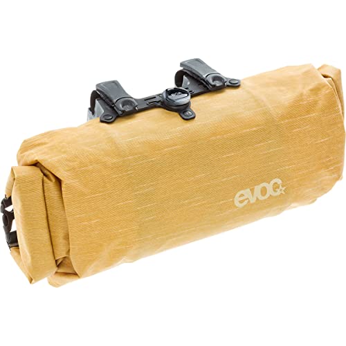 EVOC HANDLEBAR PACK BOA Handlebar Bag Bicycle Bag for Additional Storage Space (Size: M, 2.5 L Storage Space, BOA FIT System, Quick Access on Both Sides, Waterproof and Dirt-Repellent), Clay Yellow | bike-handlebar-bags - color: Clay yellow., size: Medium