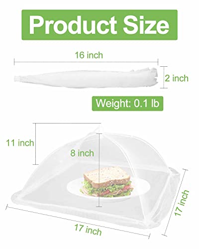 Large Food Cover,6 Pack Mesh Food Tent,17"x17",White Nylon Covers,Pop-Up Umbrella Screen Tents,Patio Net for Outdoor Camping, Picnics, Parties,BBQ,Collapsible and Reusable - color: White