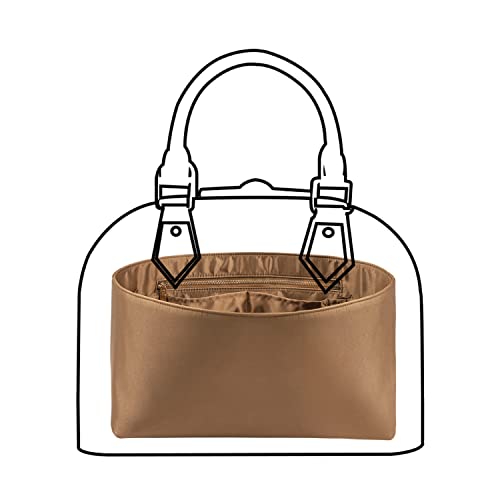Purse Organizer Insert For Handbags, Silk Purse Organizer with Zipper, Silky Smooth, Bag Organizer For Speedy Neverfull Tote,onthego,Artsy, 6 Sizes (XL,Silky Brown) - color: Brown, size: Regular X-Large