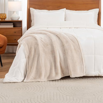 Berkshire Blanket Classic Extra-Fluffy™ Plush Throw Blanket, Soft Fuzzy Fluffy Long Hair Throw Blanket for Couch Sofa Bed, Chino Khaki, 50x60 Inches - color: Chino, size: Throw/Throw XL