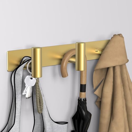 VAEHOLD Hat and Coat Wall Mount Rack - Hooks for Robes, Bags, Keys, and Towels - Bathroom Towel Hanger Organizer (Gold, “T“ Shape 3 Hooks 1 Pack) - color: Gold, size: “T“ Shape 3 Hooks 1 Pack
