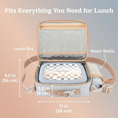 Bentgo Kids Lunch Bag (Whimsy & Wonder Collection) - Durable, Double-Insulated Lunch Bag for Kids 3+; Holds Lunch Box/Water Bottle/Snacks; Water-Resistant Fabric & Zip Pockets (Checker Gradient) - color: Checker Gradient