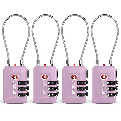 TSA Accepted Luggage Travel Lock, Set-Your-Own Combination Lock for School Gym Locker, Luggage Suitcase Baggage Locks, Filing Cabinets, Toolbox, Case (Purple, 4 Pack) - color: Purple, size: 4 Pack