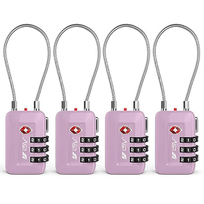 TSA Accepted Luggage Travel Lock, Set-Your-Own Combination Lock for School Gym Locker, Luggage Suitcase Baggage Locks, Filing Cabinets, Toolbox, Case (Purple, 4 Pack) - color: Purple, size: 4 Pack
