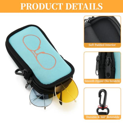WOZEAH Double Eyeglass Case with 2 Compartments, Travel Eyewear Organizer for Two Pairs of Glasses - color: Blue