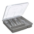 Utensil Holder for Countertop with Lid, Plastic Silverware Tray for Drawer, 5 Compartments Flatware Organizer, Gray - color: Gray