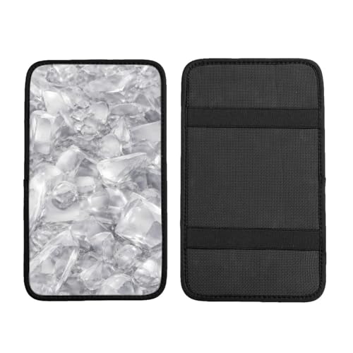 White and Silver Gray Car Handrail Box Cushion Interior Decor Armrest Cover Accessories 12.6 X 7.5 in - color: White And Silver Gray