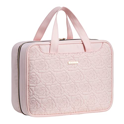Everfun Travel Toiletry Bag with Hanging Hook and Leakproof Wet/Dry Compartments, Large Capacity Makeup Cosmetic Organizer for Women, 12x9x4.5 Inch, Pink - color: Pink, size: Large