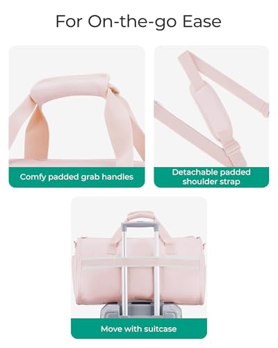 BAGSMART Garment Duffel Bag, Convertible 2-in-1 Puffy Water-Resistant Carry-On with Shoe Compartment, Light Pink - color: B-Light Pink