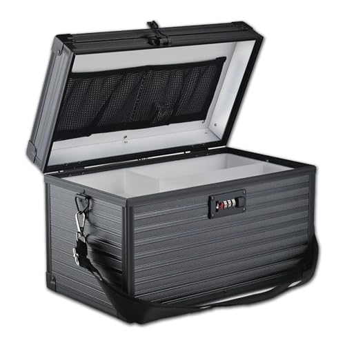 Combination Lock Box with Handle, Portable Multipurpose Locking Storage Case, Home Outdoor Security Lockbox, Organizer for Accessories Medicine Cosmetics Toys Tools (Stripe Black, Large) - color: Stripe Black, size: Large