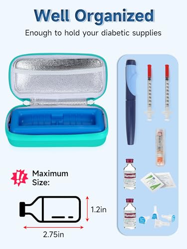 YOUSHARES Insulin Vial Cooler Travel Case - TSA Approved Diabetes Carrying Bag Keep Medicine Cool, Peptide Medication Organizer Small Bottle Protector, Refrigerated Pack with Protective Ice Brick - color: 01 Green