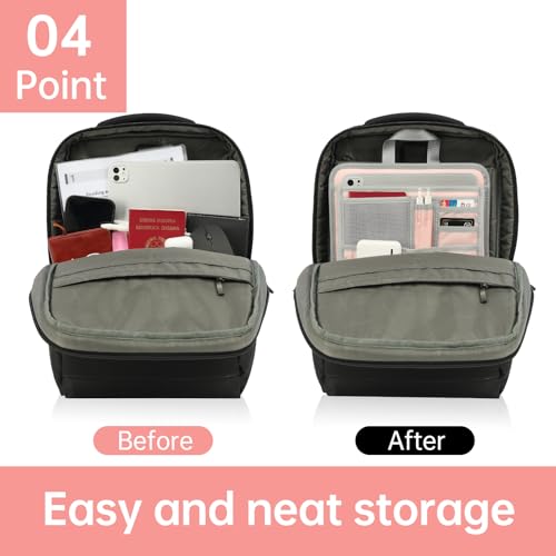 Stiff Backpack Insert Organizer for Men Women Bag In Bag,Water-repellent Nylon 13.7''x10.2''x2''-Pink - color: Pink