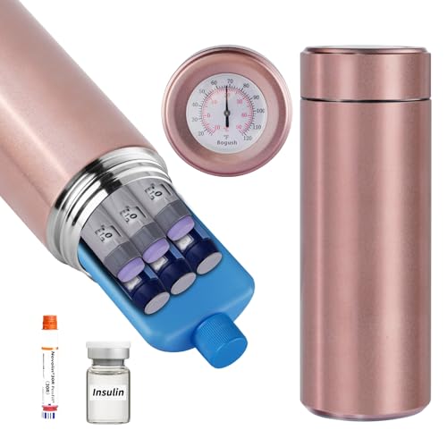 Bogush 60H Insulin Pens Cooler Hold 6-8 Pens Travel Case Medication Cooler for Travel TSA Approved Medicine Cooler Medical Diabetic Travel Cooler Bag Epipen Carry Case Champagne Golden - color: Champagne Golden