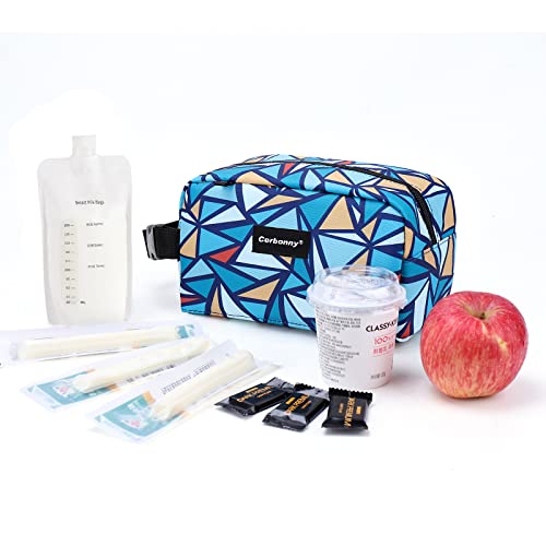 Cerbonny Small Lunch Bag, Freezable Lunch Bag, Small Cooler Bag, Insulated Mini Cooler Box with Ice Packs & Handle Buckle for Work Travel,Triangle Pattern - color: Triangle-1
