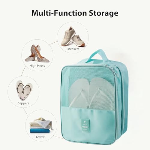 Shoe Bags for Travel,Shoe Bag Holds 3 Pair of Shoes,Shoe Storage Pouch for Travel and Daily Use,Shoe Organizer Travel Essentials for Packing in Suitcase,Waterproof - size: Sky Blue