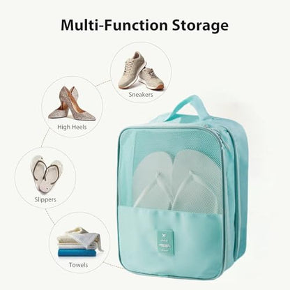 Shoe Bags for Travel,Shoe Bag Holds 3 Pair of Shoes,Shoe Storage Pouch for Travel and Daily Use,Shoe Organizer Travel Essentials for Packing in Suitcase,Waterproof - size: Sky Blue