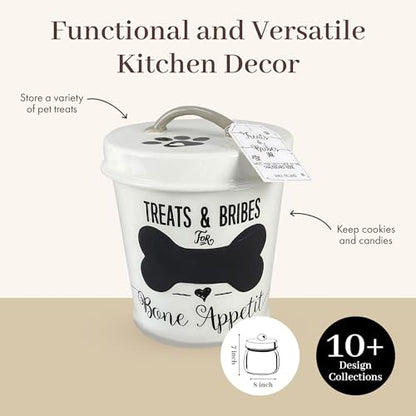 Young's Inc 7"X7"X8" Ceramic Dog Treat Jar - color: Dog Treat, White