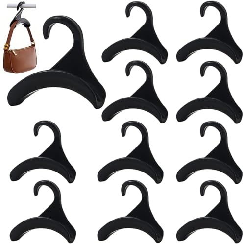 10 Pcs Purse Hanger Hook Purse Organizer Insert Hanger Holder Handbags Backpacks Arch Hook for Closet Home Storage(Black) - size: Black(10pcs)