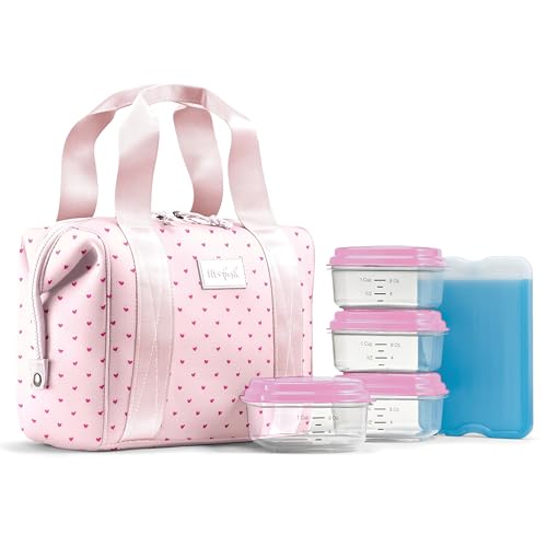 Fit & Fresh Remi Lunch Bag for Women Work – Neoprene Lunch Tote with Containers & Ice Pack, Reusable Meal Prep Lunch Box, Large Capacity, Machine Washable, Tiny Hearts - color: Tiny Hearts