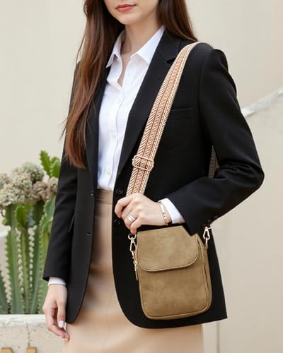 Fashion Small Crossbody Bags for Women Trendy Designer Cell Phone Purses Wallets with Card Holder Anti Theft Travel - color: Huashan Apricot