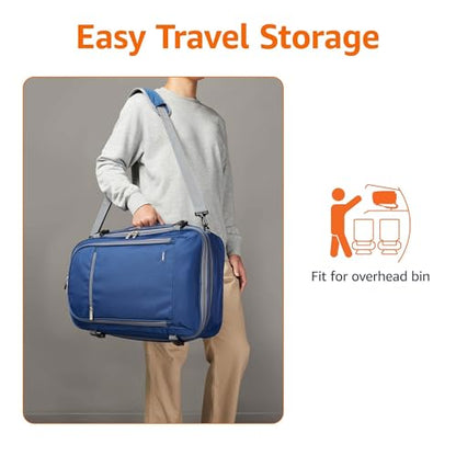 Amazon Basics Travel Backpack, Carry-On with Laptop Compartment, 1.55 cubic Expandable Storage, Dual Use Backpack & Shoulder Bag with Multiple Compartments and Pockets, 13.8'' x 9.5'' x 21.5'', Navy - color: Navy