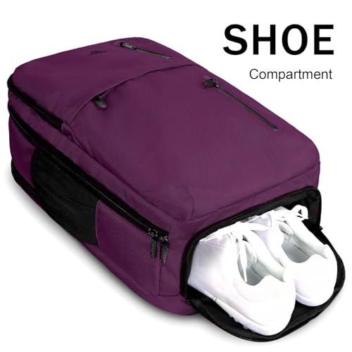 MATEIN Large 45L Travel Backpack for Women, Airline Approved Carry on Backpack with Shoe Compartment, Water Resistant Luggage College Overnight Weekender Travel Bag Fit 18" Laptop, Purple - color: Purple, size: XX-Large