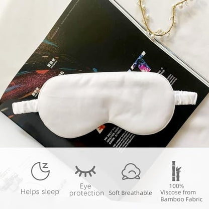 HBHLFZ Sleep Mask 2 Pack - Bamboo Viscose Fiber Sleeping Eye Mask - with Elastic Band/Headband - Comfort Sleeping Shade - for Nighttime Sleeping, Traveling & Napping（White） - color: White
