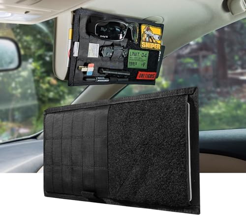 ONETIGRIS Molle Visor Panel Organizer, Molle Panel Tactical Car Sun Visor Cover Vehicle Visor Storage Holder Pouch Molle Webbing with Hook-and-Loop Straps for Cars, Trucks, Suvs (B) - style: B