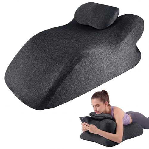 Ergonomic Contoured Support Pillow, Memory Foam Pillow, Multi-Functional Neck Back Waist Pillow for Bed Sleeping & Reading, with Removable Pillowcase Dark Gray - color: Dark Grey